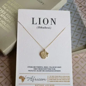 9K Yellow Gold I AM AFRICAN Lion Diamond Neckpiece