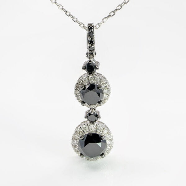 9k White Gold, Black/White Diamond Pendant