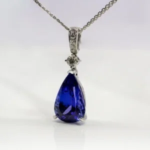 18K White Gold Pear Tanzanite/Diamond Neckpiece 9.00CT