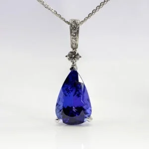 18K White Gold Pear Tanzanite/Diamond Neckpiece 9.00CT