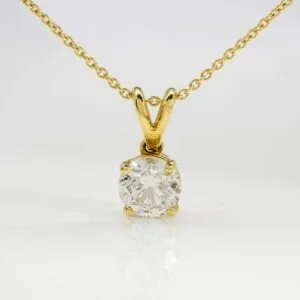 18K Yellow Gold Diamond Solitaire Neckpiece 0.75CT