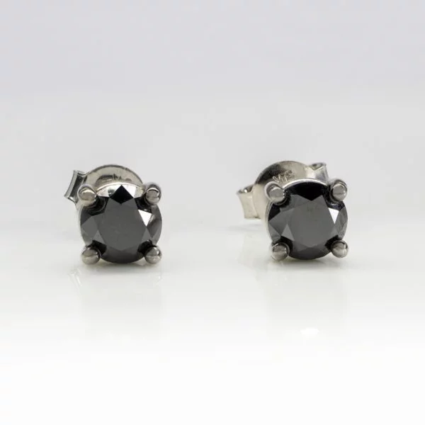 9K White Gold Black Diamond Stud Earrings 0.50ct - Image 2