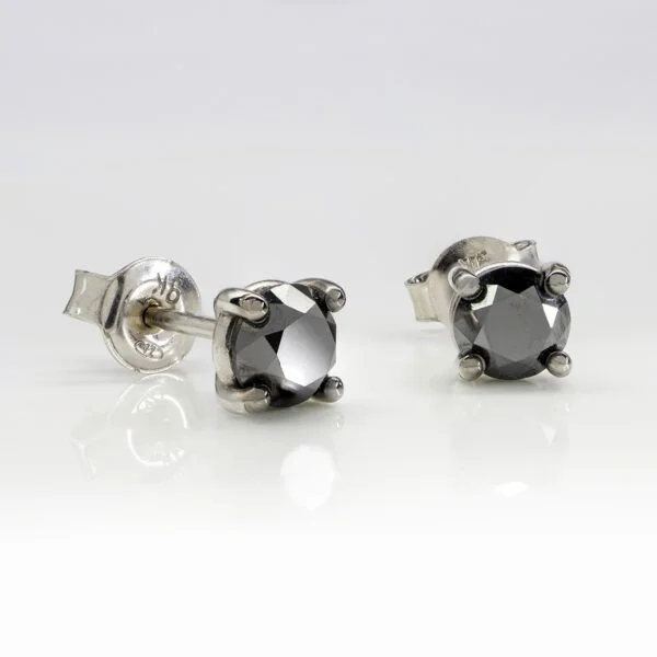 9K White Gold Black Diamond Stud Earrings 0.50ct - Image 3