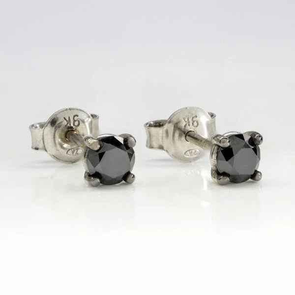 9K White Gold Black Diamond Stud Earrings 0.50ct