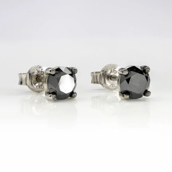 9K White Gold Black Diamond Stud Earrings 0.50ct - Image 4