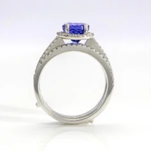 18K White Gold Tanzanite/Diamond Bridal Set 2.29CT