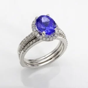 18K White Gold Tanzanite/Diamond Bridal Set 2.29CT