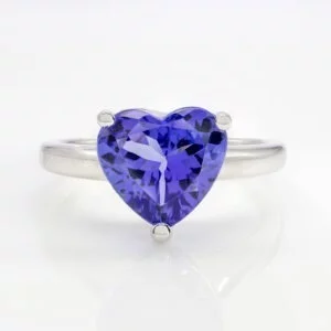 14K White Gold Heart Tanzanite Ring 1.93CT