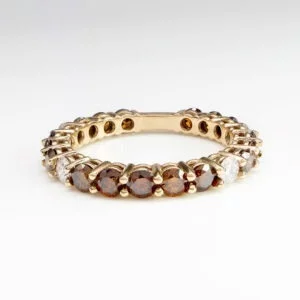 18K Rose Gold Cognac/White Diamond Eternity Ring