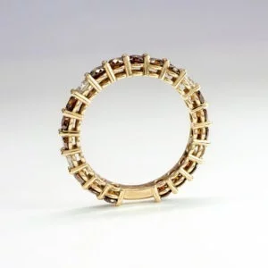 18K Rose Gold Cognac/White Diamond Eternity Ring