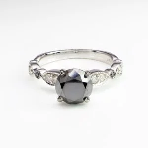 9K White Gold Black/White Diamond Dress Ring