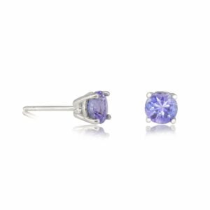 18K White Gold Tanzanite total 1.02 carat 4-claw set studio stud earrings