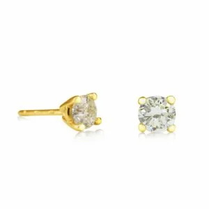 9K Yellow Gold Claw Studs Diamond Earrings 0.40CT