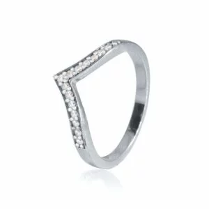 9K White Gold Diamond Total 0.1275Ct Pave Curved Half Eternity Ring