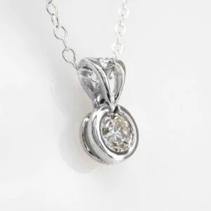 9K White Gold Diamond Tube Solitaire Pendant 0.20CT