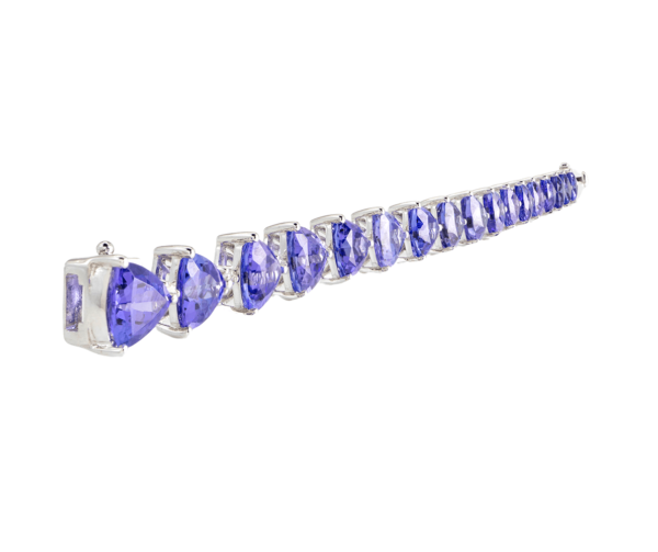 18K White Gold Tanzanite and 17 Diamond Tennis Bracelet - Image 4