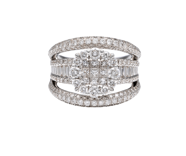 18K White Gold Diamond Dress Ring - Image 3