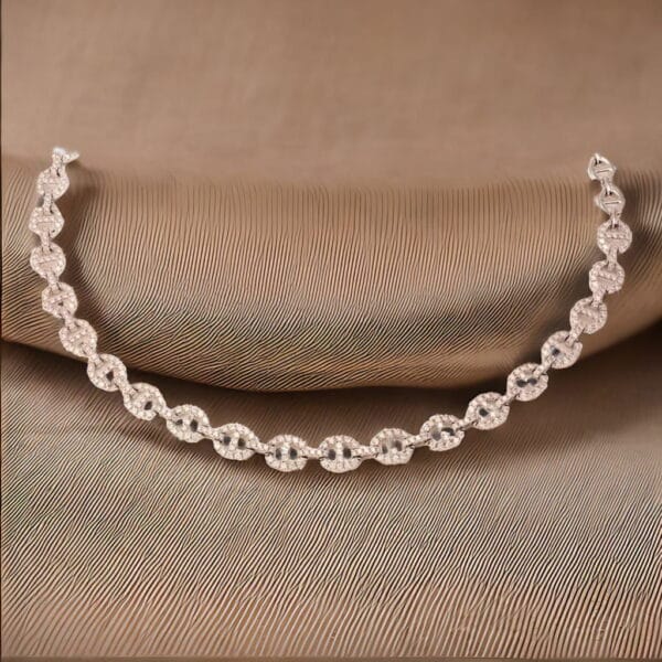 18K White Gold 373 Diamond Fancy Link Neckpiece - Image 3