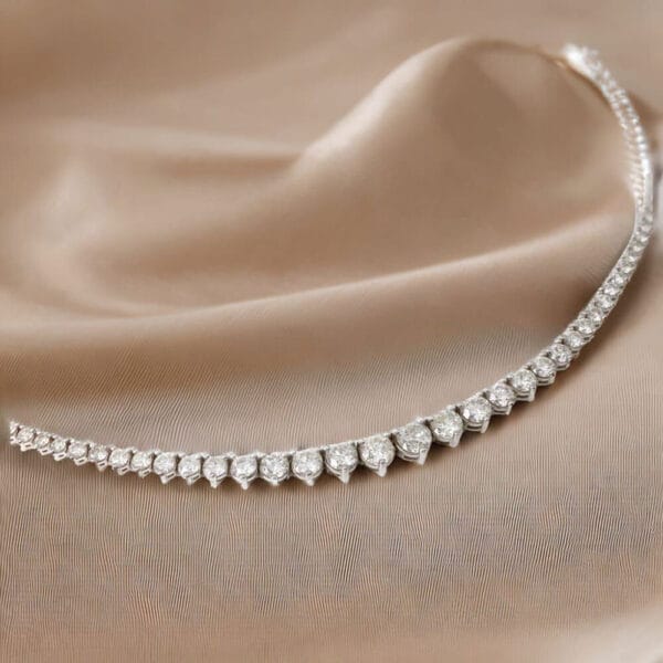 18K White Gold 163 Diamond Tennis Neckpiece - Image 2